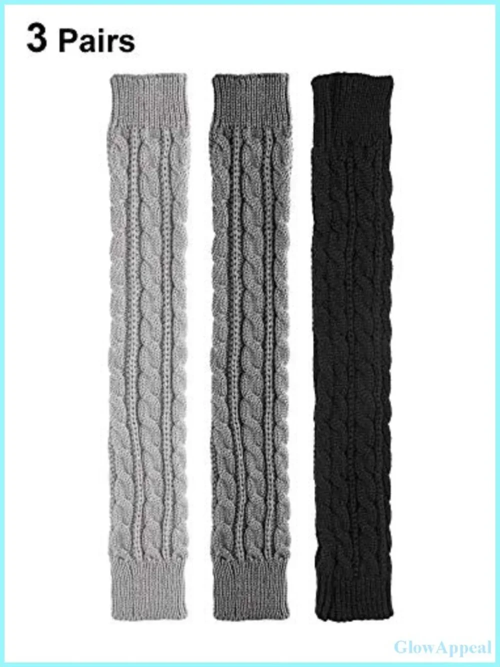 3 Pairs Knit Fingerless Arm Warmers Long Gloves Thumb Hole Y2K Women Winter